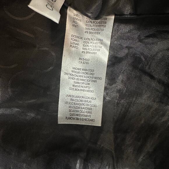 Calvin Klein Size XXL Quilted Jacket Coat Zip Up‎ Pockets Black 100% Polyester - Picture 6 of 6